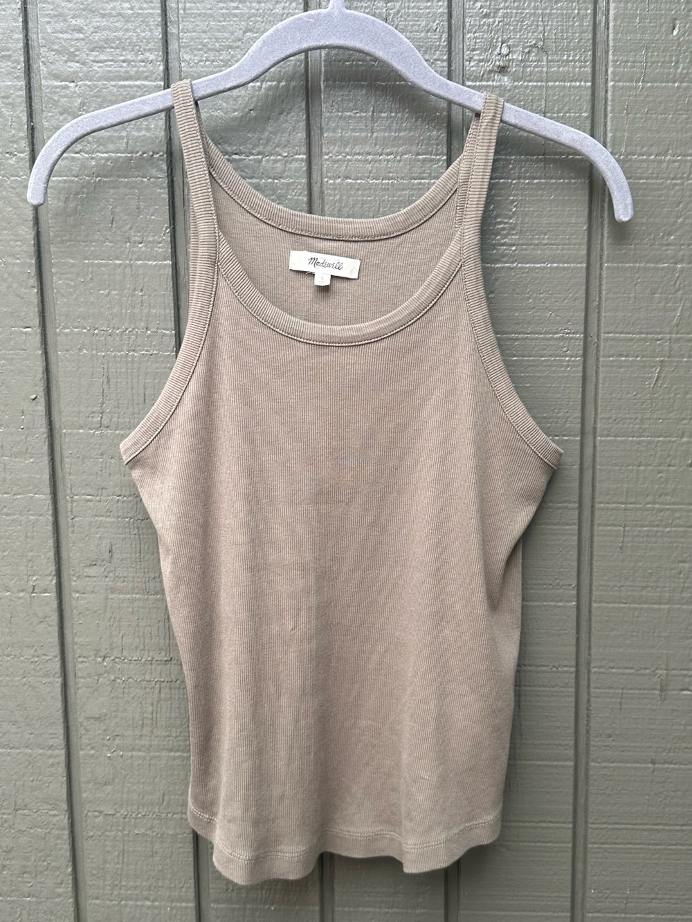 Madewell Supima Cotton Rib Cutaway Tank Military Green Large
